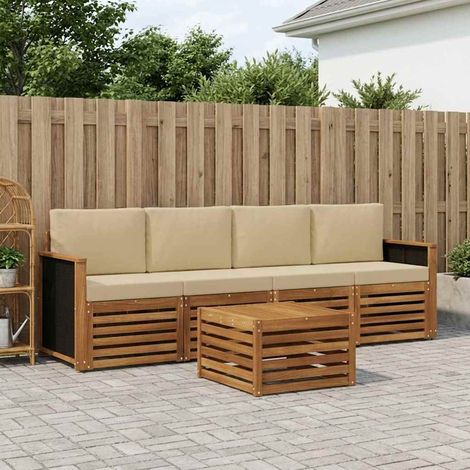 vidaXL Outdoor-Sofagarnitur 5 pcs Natur und Beige Massivholz Akazie (1/5)