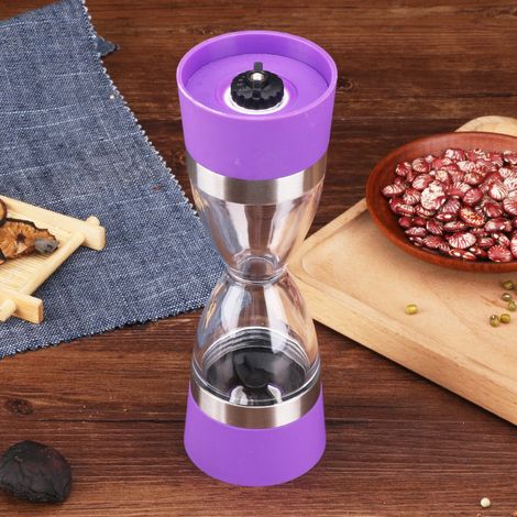 Macina sale e pepe monoblocco in acciaio spazzolato con macinino manuale in ceramica trasparente. Macina sale e pepe regolabile. Adatto per sale, pepe e spezie. Colore: lilla (viola). Dimensioni: 6 x (1/4)
