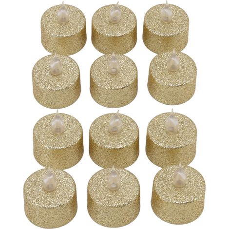 12pcs Bougies Chauffe-plat LED Bougies Votives sans Flamme Réalistes et Lumineuses Alimentées par Batterie pour la Célébration du Festival Saisonnier (Or) (1/5)
