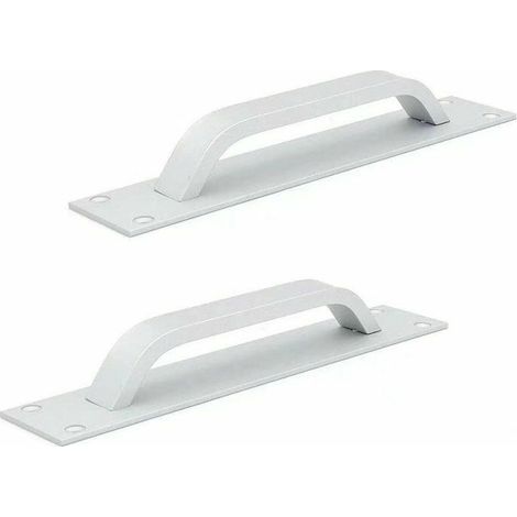 2 poignées de porte coulissante aluminium, coupe-feu, armoire, pousser-tirer, 20x4 cm, argent (1/5)