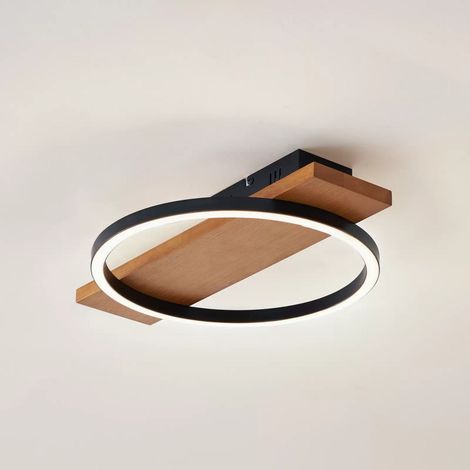 [GEBRAUCHT] Lindby Led Deckenlampe Galad Deckenlampe Deckenlicht Schwarz Holz  30 Cm Dimmbar B-Ware (1/2)