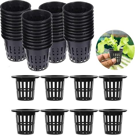 60 Plastic Hydroponic Baskets, Hydroponic Tower (Black) (1/5)