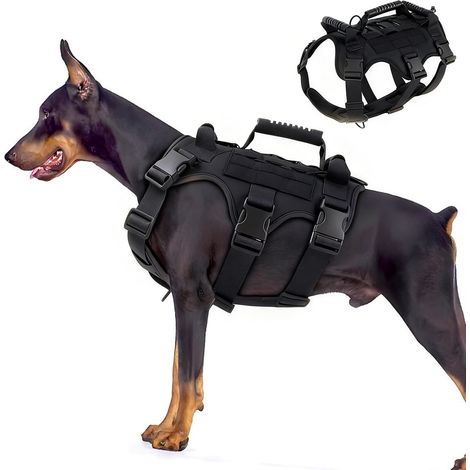 Harnais Chien Anti Traction, Harnais pour Gros Chien, Harnais Sécurité Chien, Sécurité Anti-Évasion avec 3 Poignées, Veste Confortable et Résistante, pour Dressage, Randonnée, Promenade (1/5)