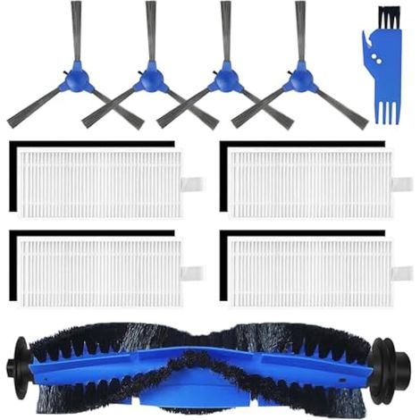 Pièces de Rechange pour Eufy RoboVac 11S, RoboVac 12, RoboVac 15C, RoboVac 30, RoboVac 30C, RoboVac 35C,Aspirateur 4 Brosses Latérales, 4 Filtres, 1 Brosse Rouleau et Brosse de Nettoyage (1/5)