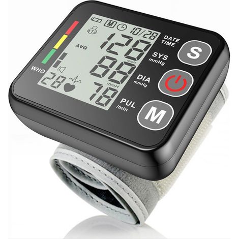 Tensiomètre, tensiomètre poignet, Moniteur d'hypertension avec fonction mémoire pour une mesure précise de la tension artérielle et du pouls, portable et facile à utiliser