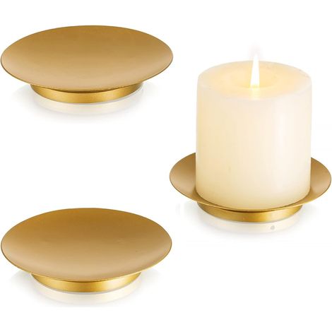 Support Bougie Chandelier Bougeoir - Bougeoirs Ronds de 10.8cm en Fer Or Porte Bougie Supports pour Bougies Piliers et Chauffe-Plat et Votives Halloween Intérieur Décoration (1/5)