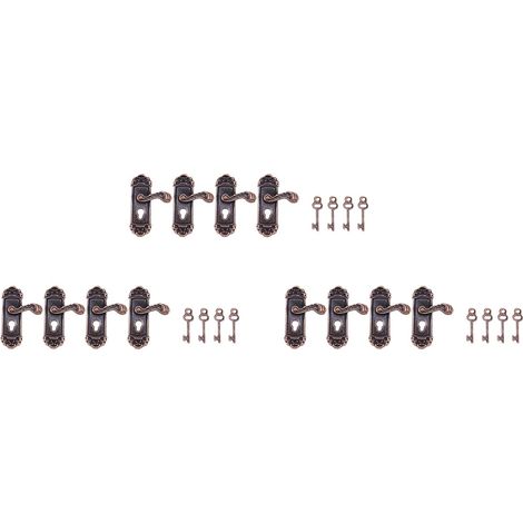 12 Pcs Maison de Poupée Serrure 1:12 Alliage Rétro Maison Maison Miniature Serrure Porte Maison de Poupée Meubles Accessoires Poignée Droite Serrure de Porte Key Scene Accessoires (1/5)