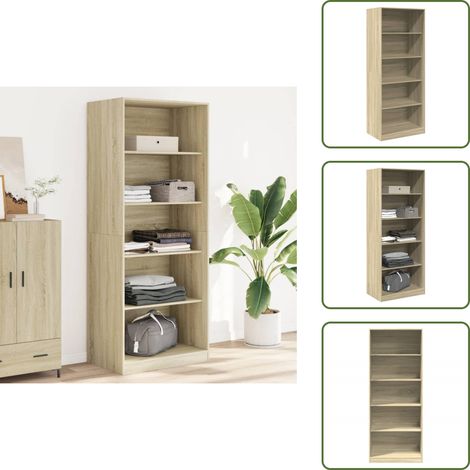 The Living Store Garde-robe chêne sonoma 80x50x200 cm bois d'ingénierie - Armoire - Placard - Dressing - Meuble Rangement - Commode (1/5)