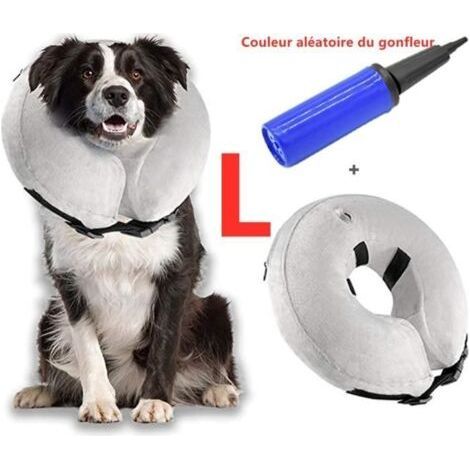 (Gris)Collier Gonflable de Récupération - Animalis - Taille L - Doux et Confortable - Réglable - Durable (1/4)