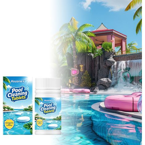 Pool cleaning tablets, convenient for daily cleaning of pool scale and stains, deodorizing and caring for your pool – 100g -- BIEMMEDUE (1/5)
