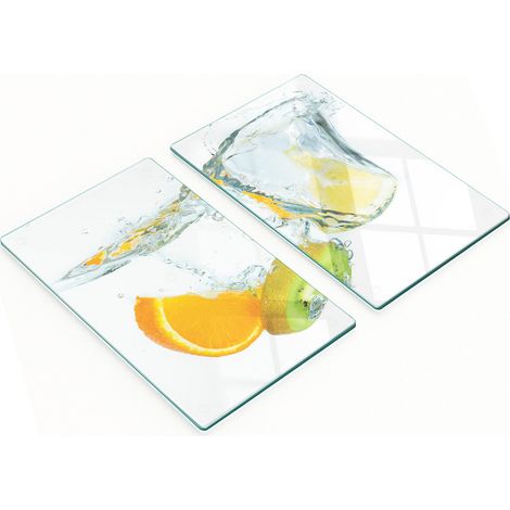 Taglieri da cucina in vetro con grafica di agrumi e kiwi, 2x30x52 cm (1/5)