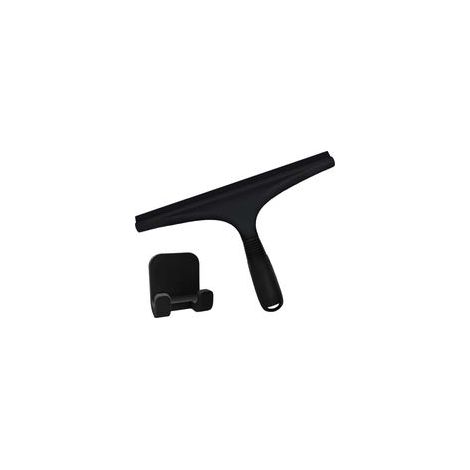 Noir,Raclette pour le nettoyage des fenêtres Raclette de nettoyage de verre de salle de bain avec crochets – Brosse de fenêtre, raclette multifonction pour porte en verre de douche, nettoyeur de fenê