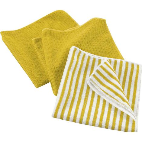 Lot de 3 Torchons Microfibre "Cuistot" 40x40cm Jaune (1/4)