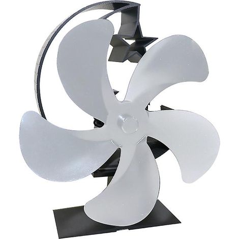 Ventilateur de cheminée, ventilateur thermique à bois, conception silencieuse, idéal pour une circulation de chaleur écologique à la maison - 5 pales argentées