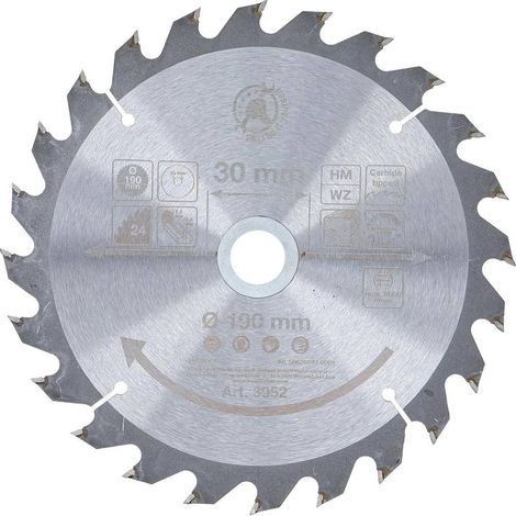 Lame de Scie Circulaire Métal Dur 190 x 30 x 2,5 mm - 24 Dents - Précision et Durabilité - D-Work