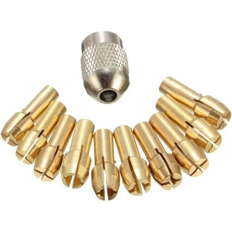 Pinces de Serrage pour Outil Rotatif en Laiton Lot de 10 Tiges 0,3 à 3,2 mm et 4,2 mm Finitions Argent et Or (1/5)