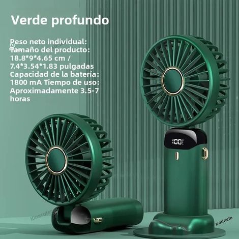 Mini ventilateur portable USB pliable avec écran et support pour téléphone, 5 vitesses, rechargeable et doté d'un support pour la nu (1/5)