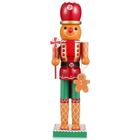 Décoration de Noël : 1 bonhomme en pain d'épice en bois pour casse-noisette (1/4)