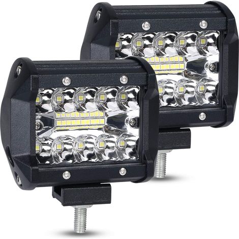 Juego de 2 barras de luz LED, 12 V 60 W, IP68 resistente al agua, 10,2 x 10,2 cm, para camión, barco, quad, SSV, SUV
