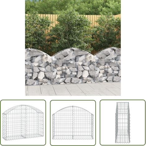 The Living Store Panier de gabions arqué 100x30x60/80 cm Fer galvanisé - Paniers De Gabions - Mur De Gabions - Clôture De Jardin - Décoration Jardin - Barrieres Jardin (1/5)