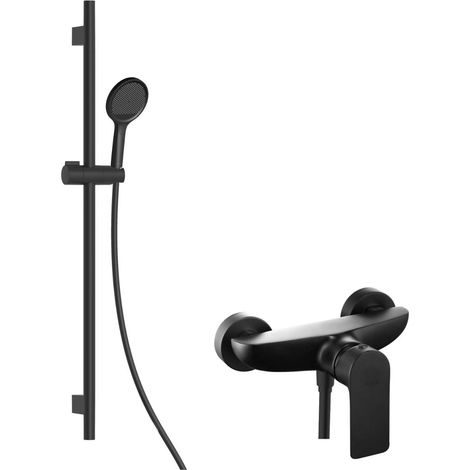 kielle Vega - Set de douche avec mitigeur, colonne, flexible et pommeau de douche EcoSpare, noir mat 20618SN44 (1/5)
