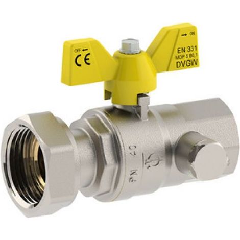 VALVOLA A SFERA PER GAS ATT. FEMMINA -DADO GIREVOLE 1&quot x 1&quot1/4
