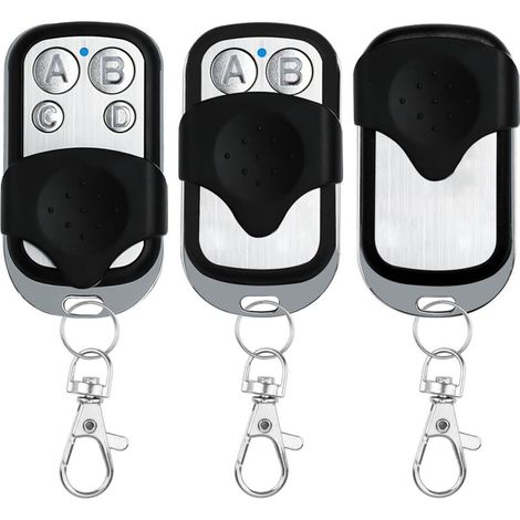 3Pcs Telecommande Universelle Portail, 433,92 MHz Télécommande Garage sans Fil à 4 Boutons, Bip Portail Universelle avec Couvercle Coulissant Porte Clés pour Porte Garage Électrique