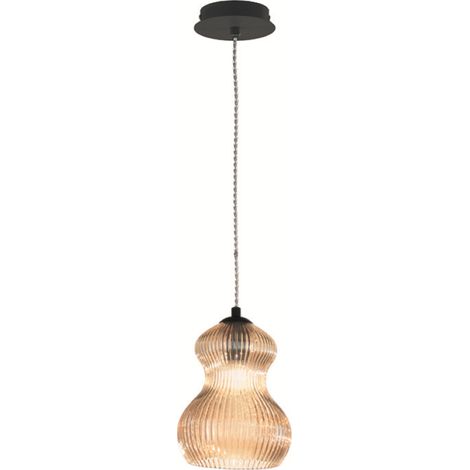 Lampada sospensione D16 cm in vetro soffiato Ambra - MADAGASCAR Mod2 (1/2)