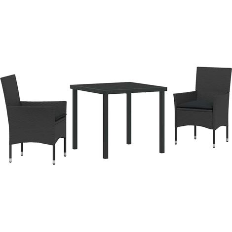 Maison Exclusive - Ensemble de salle à manger pour jardin 3 pcs Noir polyrotin (1/5)