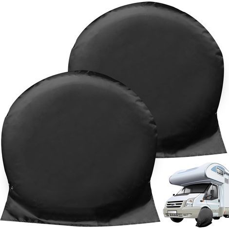 Housse de Roue pour Caravane: WIYETY 2 Pièces Housse de Protection pour Roue de Caravane 27"-29", Housse de Protection de Roue pour Caravane, Camping-Car, Caravane, Noir (1/5)