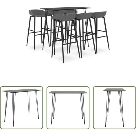 Tabouret de bar - Ensemble de bar 7 pcs Noir et gris (1/5)