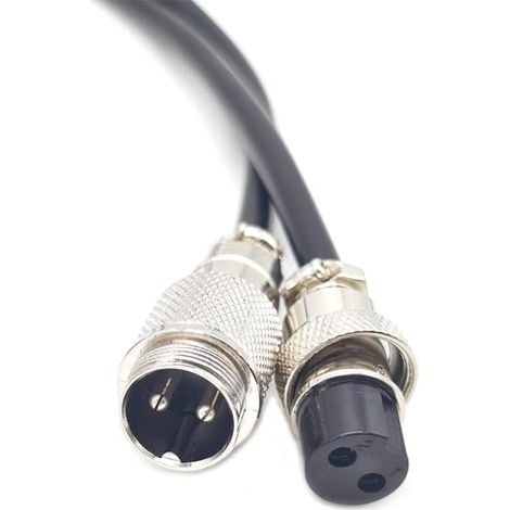 3,28 ft GX16 2 pôles Mâle à femelle Câble pour aviation, GX16 2Pins Femelle à mâle Connecteur Câbles électriques Panneau de montage Cercle métallique Adaptateur Câbles pour navires 18AWG (1 mètre) (1/5)