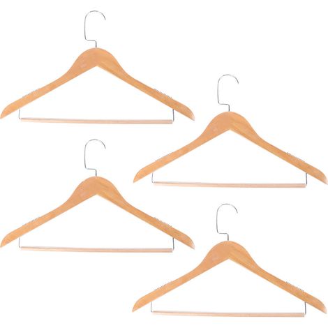 Cintre en bois robuste pour mariage et costume, design élégant avec lettres, structure fer renforcée anti-froissement, lot de 4 (1/5)