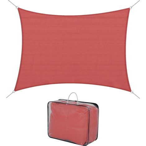 Voile d’ombrage rectangulaire 4x6m 185g/m² anti-UV pour piscine jardin terracotta (1/5)