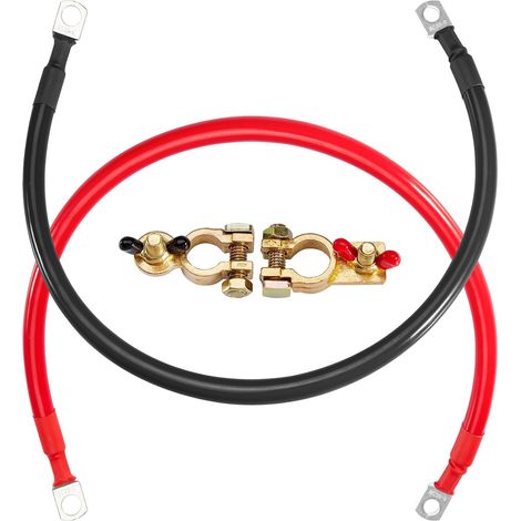 Câbles de Batterie 35mm² 12v/24v, 50cm, 2AWG, Borne en Cuivre Étamé Cuivre Pur Câble Onduleur de Batterie, Faciles à Installer, Convient pour Voiture, Camion, Solaire,Bateau, Moto (1/5)