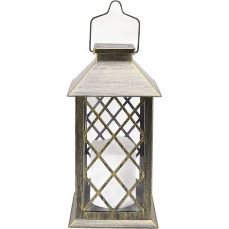 Lanterne en bronze avec grand filet, lanterne suspendue de jardin décorative pour table ou fête en extérieur (1/5)