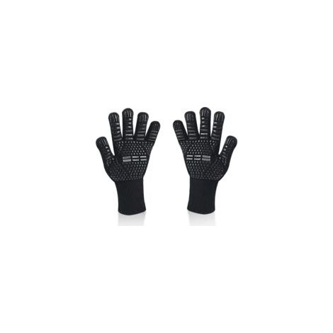 Gants de Barbecue, Universel Gants Four Anti Chaleur Jusqu'à 800°C, Antidérapants Silicone Ignifuge Gant Cuisine avec Protection de l'avant-Bras, pour BBQ, Cuisson au Four, Cheminée (Noir) (1/5)