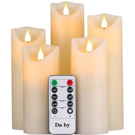 Bougies à LED Lot de 5 Bougies décoratives Bougie sans Flamme de avec télécommande à 10 Touches Flamme LED Clignotante (1/4)