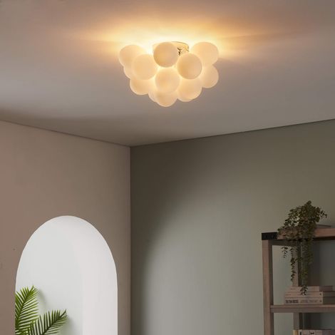 Design Deckenlampe mit 17 weißen Gläsern in Traubenform -Bartali