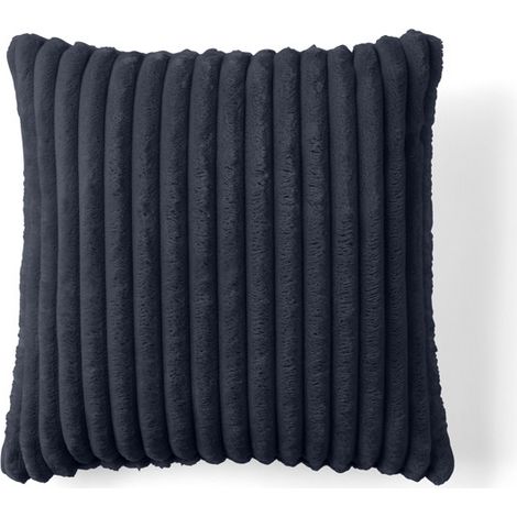 Garance - coussin - en velours côtelé grosses côtes - 40x40 cm - bleu (1/4)