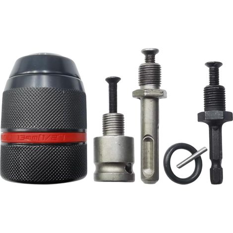 Mandrin auto-serrant, pinces de serrage électrique, adaptateur de mandrin rapide, adaptateur de mandrin, tige hexagonale 1,5-13 mm 1/2-20 UNF, extérieur : 43 mm, pour perceuse à main (couleur : noir) (1/5)
