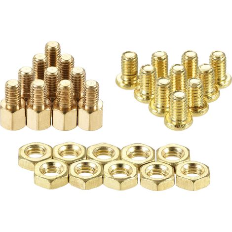 M4 Hexagonal Laiton Entretoise écarteurs 6mm+6mm Mâle-Femelle Fileté Pilier Vis écrou Trousse pour PCB Carte Mère Ordinateur Circuit Imprimé 10 Ensembles (1/5)