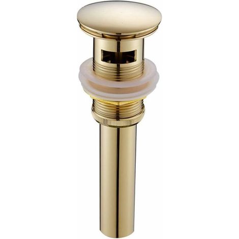 Moderne Pop-up Rétro Bouchon Bonde de Lavabo Vidange Clic-clac avec Trop-Plein en Laiton Doré Universel Valve Draineur d’Evier Vasque Siphon avec Trou de Débordement Poli- avec Trop-Plein (1/4)