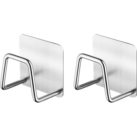 2 pièces Porte-éponge Cuisine, Evier de Porte-éponge Crochet étanche, Accessoires de Cuisine pour Le Rangement et l'égouttage Domestique (Argent) (1/5)