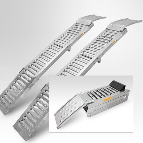 Bituxx Auffahrrampen Verladerampe 250kg Auffahrschiene Auffahrbock klappbar Silber