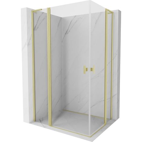 Mexen Mist L Duo Duschkabine schwenkbar 115 x 110 cm, transparent, gebürstetes Gold - 8A4L-115-110-55-00
