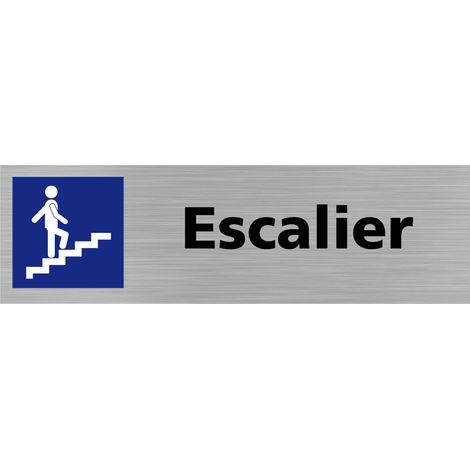 Pictogramme ESCALIER (Q0268).- Adhésif aspect aluminium brossé - (1/5)