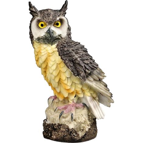 Garden Ornament Owl Decoration Gardening Gifts for Women Resin Material Collection Owl Ornaments for Home Garden Statues Outdoor Animals Anti Pigeons White Gray (1/5)