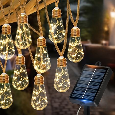 Guirlande lumineuse solaire d'extérieur, guirlande lumineuse féérique à 25 ampoules, éclairage décoratif d'ambiance extérieur (1/5)