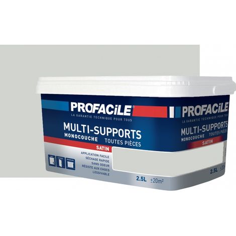 Peinture intérieure multi-supports, satin, murs, plafonds, boiseries, radiateurs, sans odeur, plusieurs teintes PROFACILE D2D4D0 2.5 litres